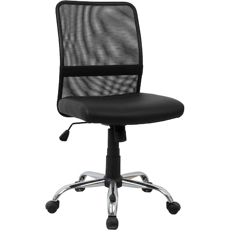 Global Industrial Mesh Back Task Chair With Mid Back, Synthetic Leather, Black 695722